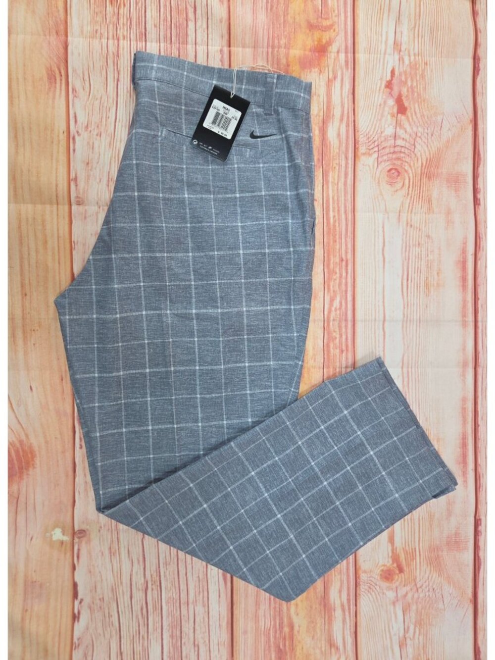Nike Mens Gray Plaid Dri-Fit Standard Fit Golf Pants 38x30 New With Tags